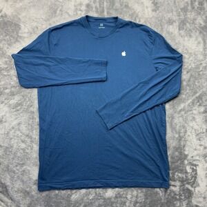 Apple Shirt Mens XLT Blue Long Sleeve‎ Logo Crewneck Employee Cotton Tee Top